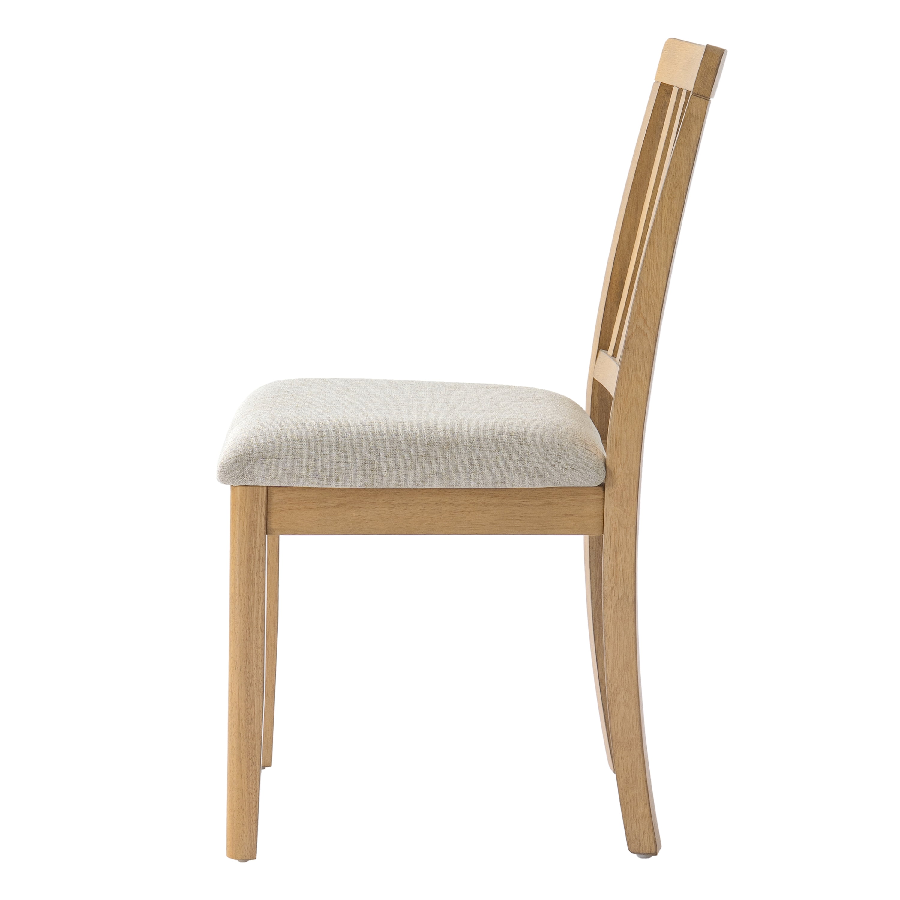 Dining Chair Set of 2, Curved Wood Backrest with Gray Fabric Seat for Dining Room Apartment, Natural