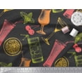 thumbnail image 3 of Soimoi Black polyester Crepe Fabric Lemon Slice & Soft Drinks Summer Designs Printed Fabric 1 Yard 52 Inch Wide, 3 of 3