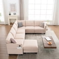 thumbnail image 3 of LOOM Modular combination sofa,large combination sofa,U-shaped sofa with storage ottoman and USB ports,modern oversized corner sofa,suitable for living room,6-seater beige sofa,122.8 inches (beige), 3 of 9