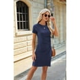 thumbnail image 6 of Women'S Short Sleeve Ruched Casual Sundress Midi Bodycon T Shirt Dress Navy blue XL, 6 of 9