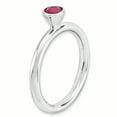 thumbnail image 3 of Bague Ronde en Argent Sterling Stackable Expressions Haute 4mm Rubis Taille 7, 3 of 3