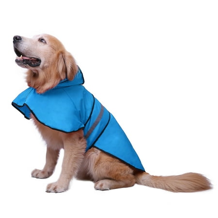 HDE Dog Raincoat Hooded Slicker Poncho for Small to X-Large Dogs and Puppies (Lake Blue, Large)