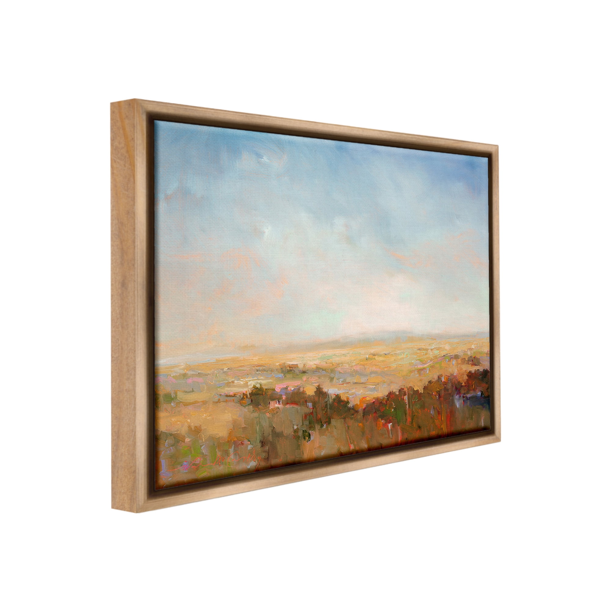 Stupell Industries Abstract Farmland Nature Landscape Painting Brown Floater Framed Canvas Art Print Wall Art, 31 x 25