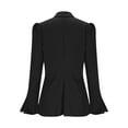 thumbnail image 4 of Women's Elegant Blazers Lapel Neck Ruffle Long Sleeve Business Blouse Button Down Deep V Neck Bell Sleeve Office Suit Jackets, 4 of 6