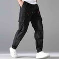 thumbnail image 5 of BVnarty Men's Solid Multi Zipper Pocket Sports Pants Elastic Waist Inner Drawstring Functional Pockets Long Trousers for Outdoor Athletic Activity Black XL, 5 of 9