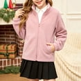 thumbnail image 6 of Kids Fleece Jacket Winter Stand Collar Zip Up Coat Long Sleeve Cute Bear Embroidered Outerwear Daily Casual School Outwear for Boys Girls, 6 of 7
