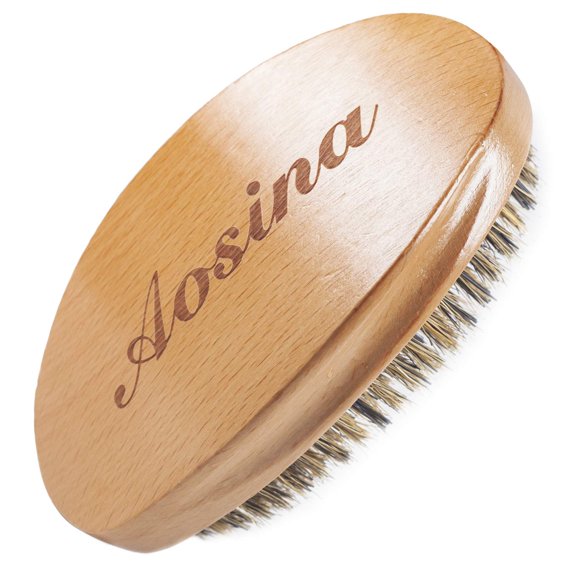Cepillo ondulado con cerdas de jabalí medianas, diseñado para cabello fino y normal, cepillo curvo para barba y ondas militares para hombres, ideal para 360 ondas