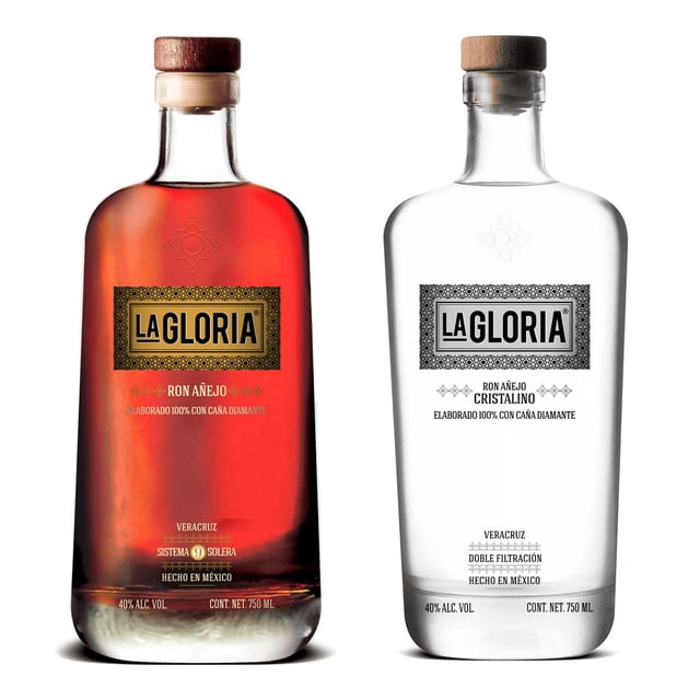 Pack Mixto Ron La Gloria Añejo 750 ml + Cristalino 750 ml multicolor