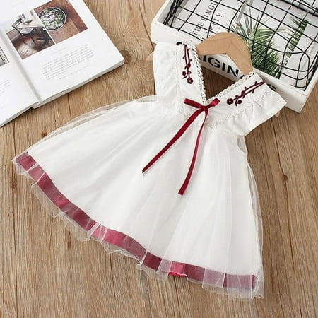 

Bullpiano Summer Girl Dress Baby Girl Fashion Dress Girl Princess Cute Party Dress Fluffy Mesh Dress