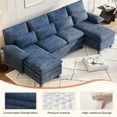 thumbnail image 2 of FIONA'S MAGIC Modern U-Shaped Sectional Sofa with Double Chaise & Movable Ottomans, 4-Seat Chenille Fabric Couch for Living Room, Blue, 2 of 7