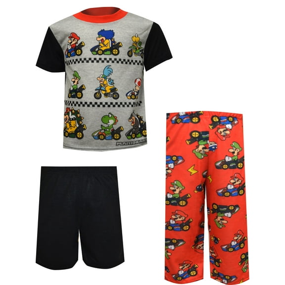 Centric Brands Boys MARIOKART Choose a Winning Team Lightweight 3 piece Pajamas (4)