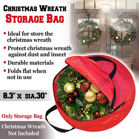 - Strong Camel Heavy Duty Christmas Wreath Storage Bag For 24/30-Inch Wreaths (Red, 8.3'' x dia. 30'')-Red color