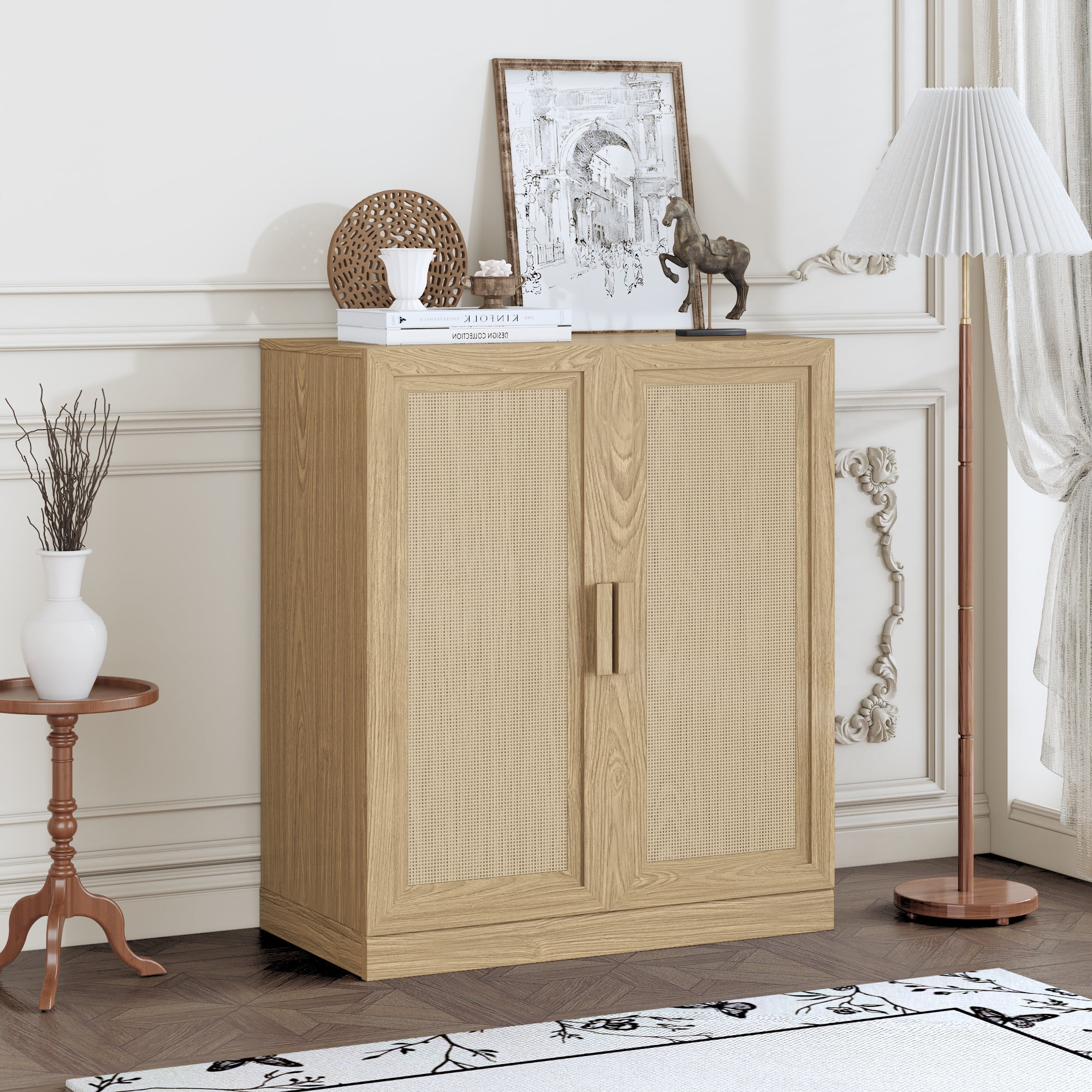 MAYEERTY Entryway Storage Cabinet Wood Accent Cabinet for Living Room,Brown