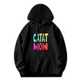 thumbnail image 1 of Men's Long Sleeve Hooded Pullover Sweatshirt - Relaxed Fit with Front Pocket Colorful ' CATAT MOM ' Graphic Design, 1 of 7