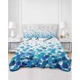 thumbnail image 2 of Quilts Queen Size Bedding Set, Ombre Blue Polka Dot Lightweight Quilted Comforter, Abstract Watercolor Geometric Gradient Soft Bedspread Coverlet with Pillow Covers for All Season, 90" x 96", 2 of 7