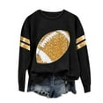 thumbnail image 4 of BODOAO Game Day Sweatshirt Women Football Sweatshirts Rugby Graphic Pullover Weekend Tops Casual Football Season Shirt Ladies' Shiny Rugby Print Fan Sports Shirt Round Neck Sweatshirt Black L, 4 of 4