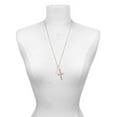 thumbnail image 3 of Delight Jewelry Silvertone Small Pink Enamel Disc Everlasting Love Engraved Cross Zoey Necklace, 28", 3 of 4