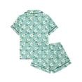 thumbnail image 5 of KLHDSF Womens 2 Piece Pajama Set Short Sleeve Top and Shorts Casual Summer Floral Loungewear Green L, 5 of 7