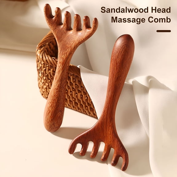 ACDANC 2026 New Sandalwood Head Massage Comb Gua Sha Tool Back Scratcher Handheld Wide-Tooth Comb for Curly Hair Scalp Massager for Stress Relief Style A