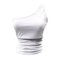 thumbnail image 5 of Tank Tops for Women 2025 New Women Summer Casual Top One Shoulder Tight Fit Solid Color Sleeveless Wrap Chest Tank Top Womens Tank Tops White L, 5 of 5