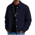 thumbnail image 2 of WIZUTIZ Men's Casual Jacket Solid Color Fashion Lapel Collar Button Closure Pockets Long Sleeve Polyester Coat for Winter Spring Outdoor Daily Party Wear, 2 of 7