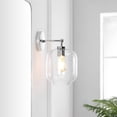 thumbnail image 2 of SAFAVIEH Edie LED Chrome Iron Wall Sconce with Clear Glass Shade, Set of 2, 2 of 10