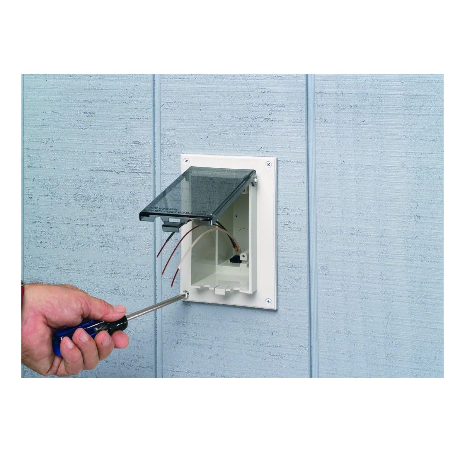 DBVR1C-1 Outdoor Electrical Box - Low Profile In-Box Weatherproof Cover, 1-Gang, Vertical, Clear - Flat Surface Retrofit