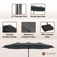 thumbnail image 6 of 15ft Large Patio Umbrellas with Base Included, Outdoor Double-Sided Rectangle Market Umbrella with Crank Handle, for Pool Lawn Garden, 6 of 9