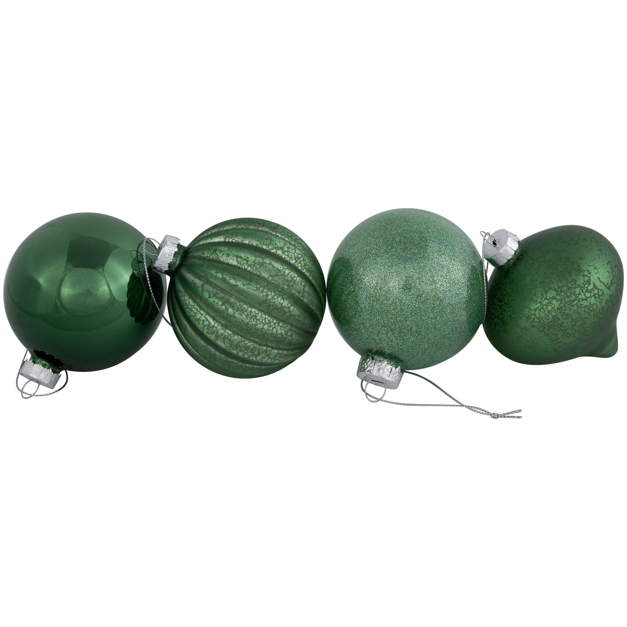 Northlight 3-Finish Glass Christmas Ball and Onion Ornaments - 3" (80mm) - Forest Green - 9ct
