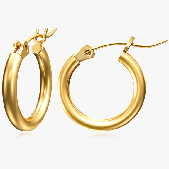 FALLEAVE 14K Gold Plated Women's 22MM Huggie Earrings, Hypoallergenic Lightweight with Gift Box, Gift for Wife Birthday Valentine's Day