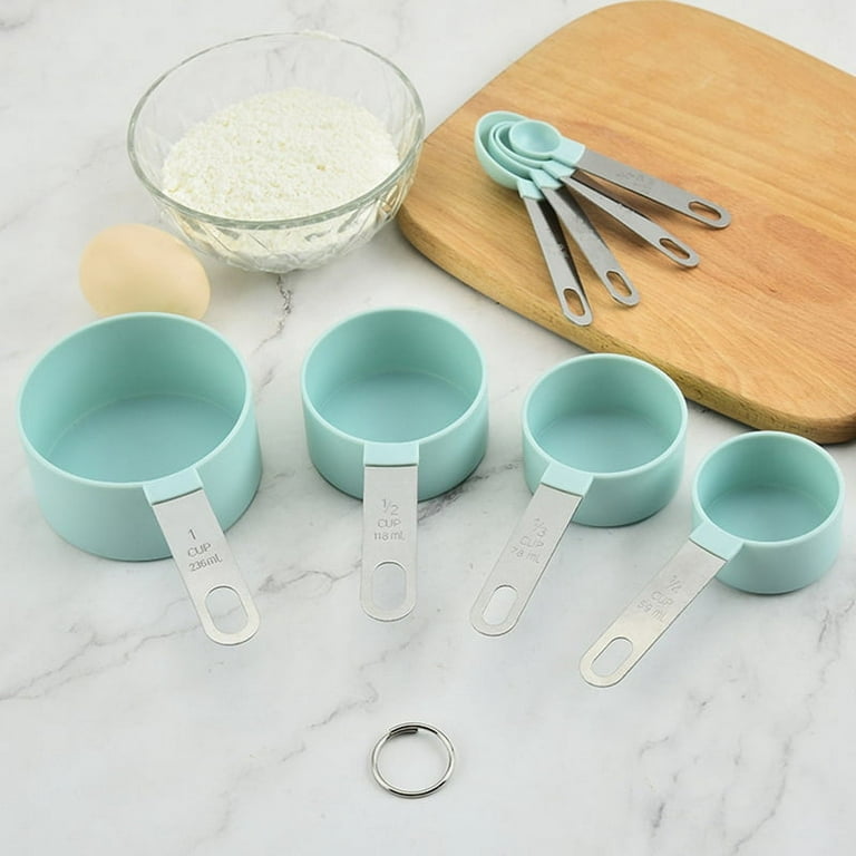 8Pcs Plastic Measuring Spoons Cups Scale Teaspoon Tablespoon Set