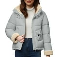 thumbnail image 2 of Women's New Fashion Short Puffer Jacket, Korean Style Loose Fit Winter Coat with Large Fur Collar, Thicken Warm Quilted Outerwear for Daily Use, Comfortable Casual Jacket Grey XL, 2 of 9