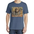 thumbnail image 2 of Wild Bobby, Distressed African Lion Family Desert, Animal Lover, Garment-Dyed Washed Look Short Sleeve T-Shirt, Navy, 2XL, 2 of 3