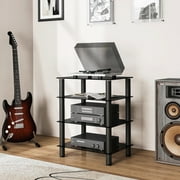 FITUEYES 4-Tier Media Stand/TV Shelf/Audio Cabinet and Media Towers,110LBS Capacity