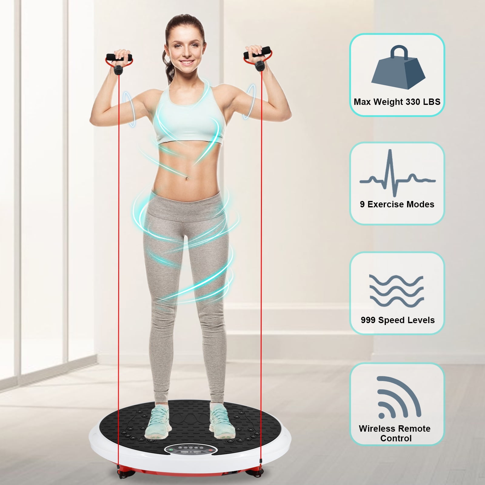 Vibration Plate Exercise Machine Whole Body Workout Vibrate Fitness Platform with Music Speaker Fitness Bands for Weight Loss Shaping Toning Wellness Home Gyms Workout 