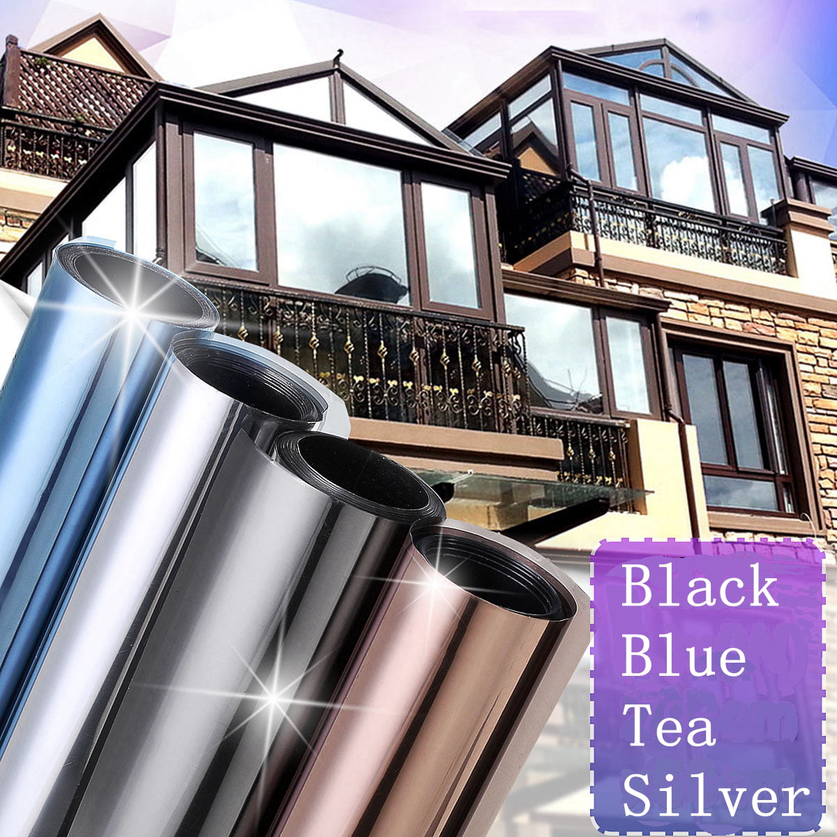 Dark Blue Decorative Window Film Privacy protective solar tint Heat control 