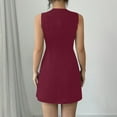 thumbnail image 5 of Htigea Women's Summer Dresses Sleeveless Bow Keyhole Neck Mini Dress Slim Fit Back Zipper Dress for Office Work Everyday Wine,S, 5 of 7
