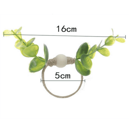 

Handmade Simulation Eucalyptus Leaf Napkin Ring Creative Green Plant Hotel Wedding Party Mouth Cloth Napkin Buckle Table Decor