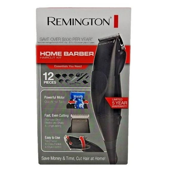 Remington RE41121 REMINGTON HOME BARBER 12pcs HAIRCUT KIT Rechargeable Body Hair Precision Clipper