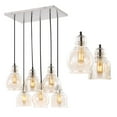 thumbnail image 3 of JONATHAN Y Sydney 18.88" 6-Light Bohemian Farmhouse Iron/Glass Cluster LED Pendant, Nickel/Champagne, 3 of 9