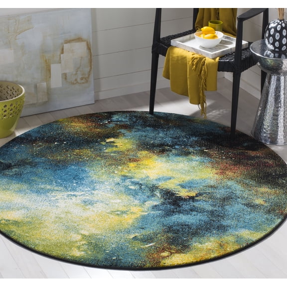 Safavieh Galaxy Major Geometric Area Rug, Blue/Multi, 4' x 4' Round