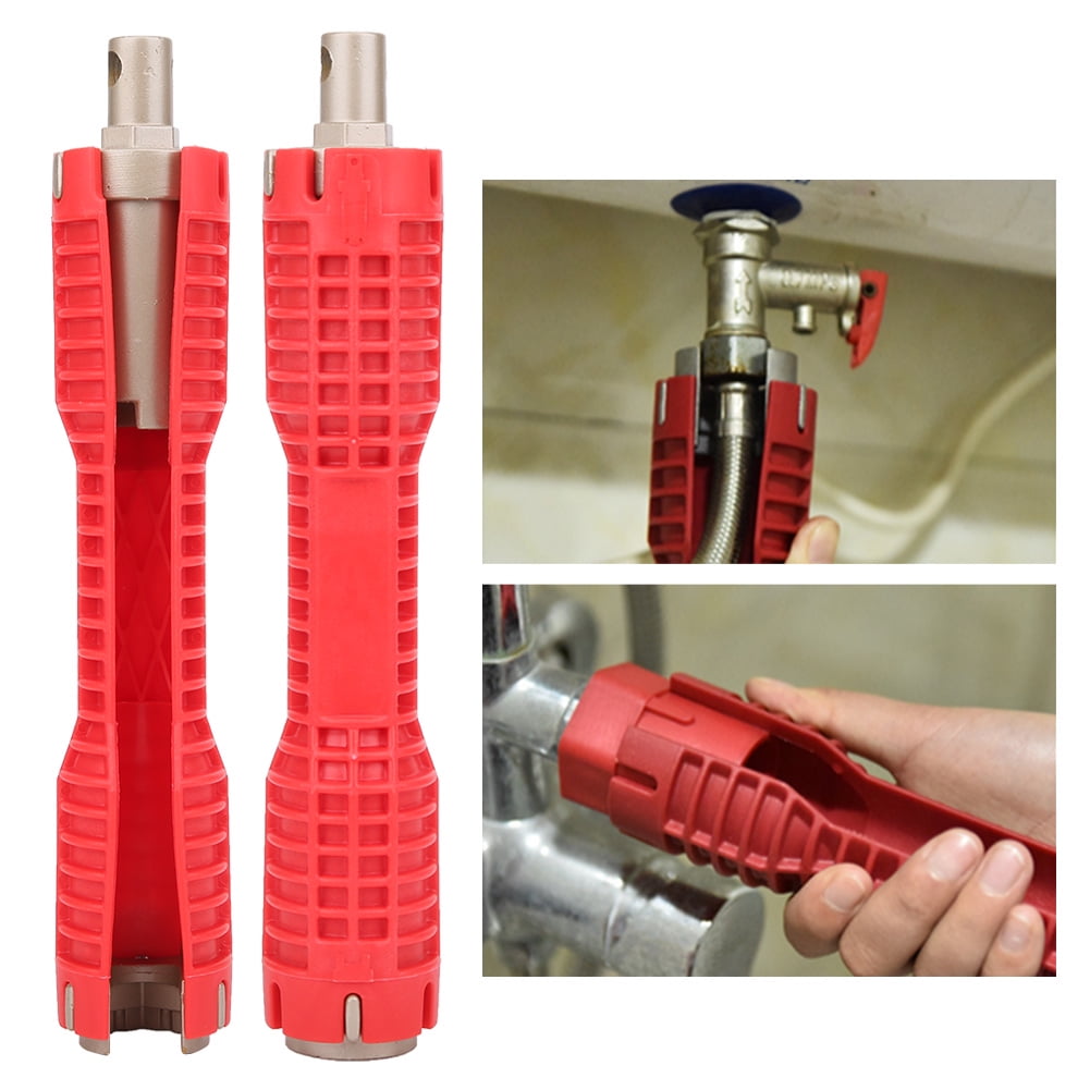 Red Multifunction Faucet and Sink Installer Pipe Socket Wrench Tap Spanner Plumbing Tool for Sink/Bathroom/Kitchen Plumbing Tubing