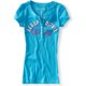 thumbnail image 1 of Aeropostale Mujeres Ny Athletics Henley Shirt, Azul, Mediano Aeropostale henley, 1 of 1