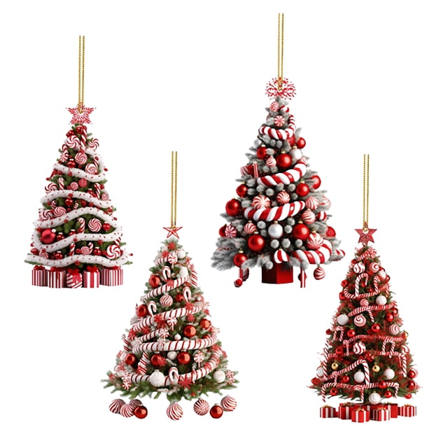 Bewildely 4 unids/set adornos navideños fuertes y duraderos para decoración de árbol acrílico fuerte y duradero Kits de decoración para fiestas