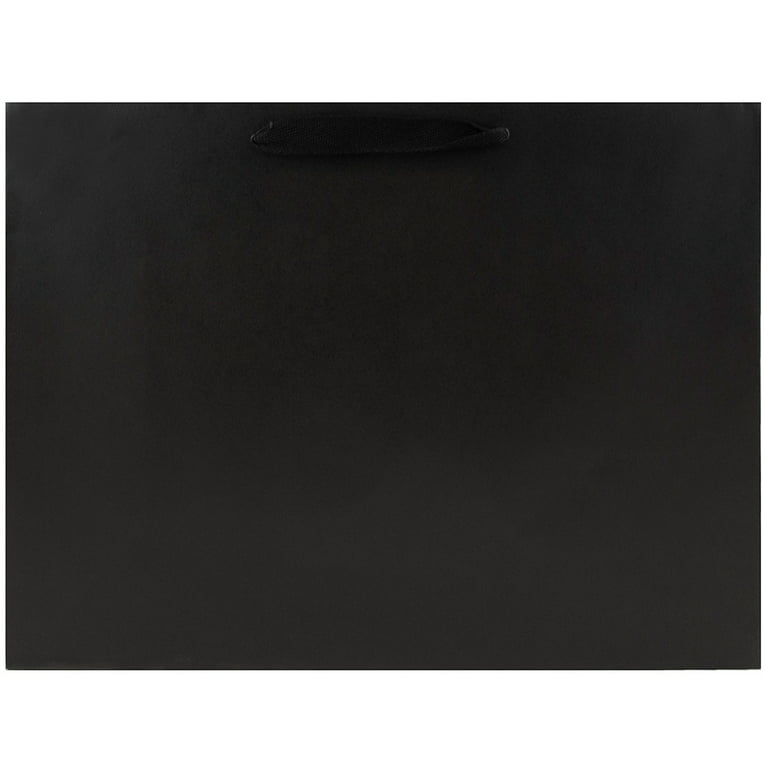 Jam Paper Heavy Duty Matte Horizontal Gift Bags - XL - 17 x 13 x 6 - Black Kraft Recycled - Sold Individually