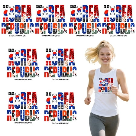 8 large-sized iron-on transfer sheets , DTF Transfer Ready to Press for T-Shirts, Korean Flag Pattern Design, Waterproof Heat Transfer Vinyl for Apparel(28CM-11.02in)