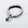 thumbnail image 4 of WINDLAND Men Women Taiji Yin Yang Feng Shui Bracelet Natural White Black Beaded Couple Bracelets Friendship Distance Bracelet, 4 of 7