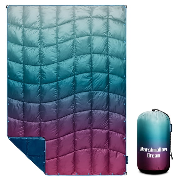 Manta de camping Marshmallow Dream, 132 x 191 cm, ligera y resistente al agua