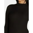 thumbnail image 5 of No Boundaries Ribbed Mock Neck Top with Long Sleeves, Women’s and Women’s Plus, 5 of 5