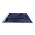 thumbnail image 2 of Ahgly Company Machine Washable Indoor Round Oriental Blue Modern Area Rugs, 6' Round, 2 of 4